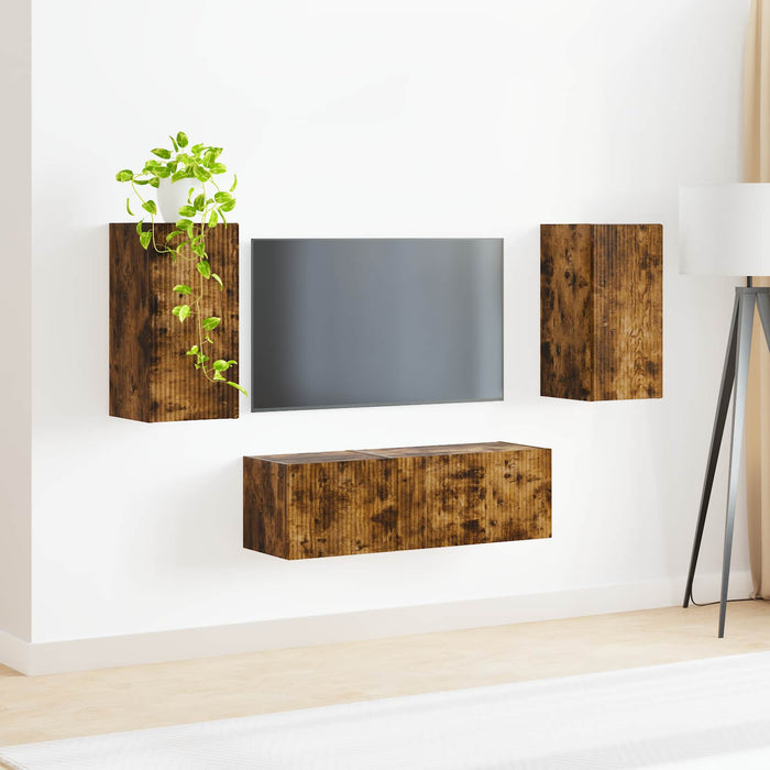 Set Dulap pentru Televizor Montat pe Perete 4 pcs Lemn compozit - WALTI WALTI