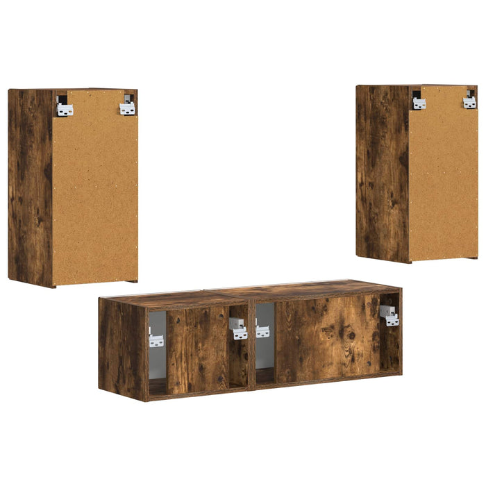 Set Dulap pentru Televizor Montat pe Perete 4 pcs Lemn compozit - WALTI WALTI