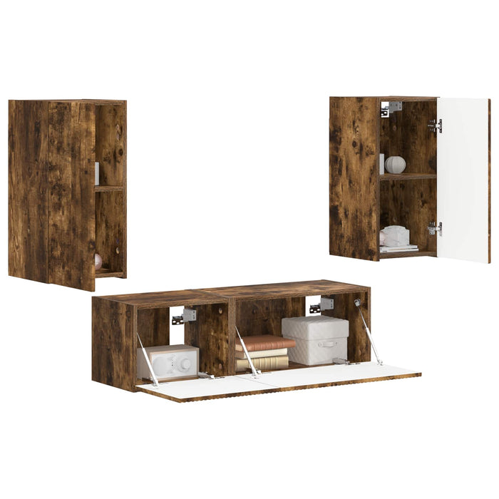 Set Dulap pentru Televizor Montat pe Perete 4 pcs Lemn compozit - WALTI WALTI