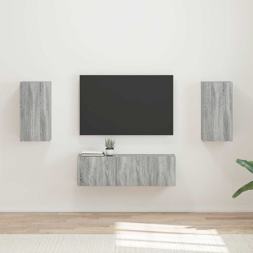 Set Dulap pentru Televizor Montat pe Perete 4 pcs Gri Sonoma - WALTI WALTI