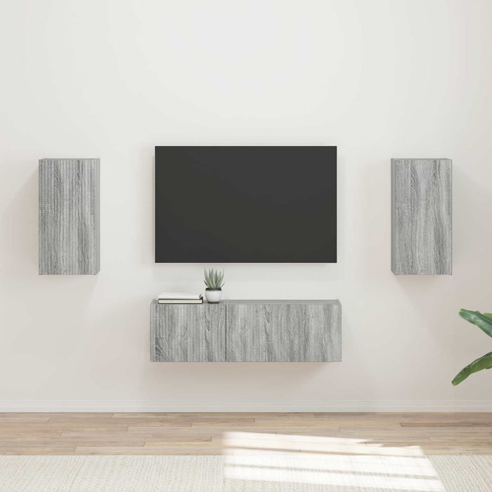 Set Dulap pentru Televizor Montat pe Perete 4 pcs Gri Sonoma - WALTI WALTI