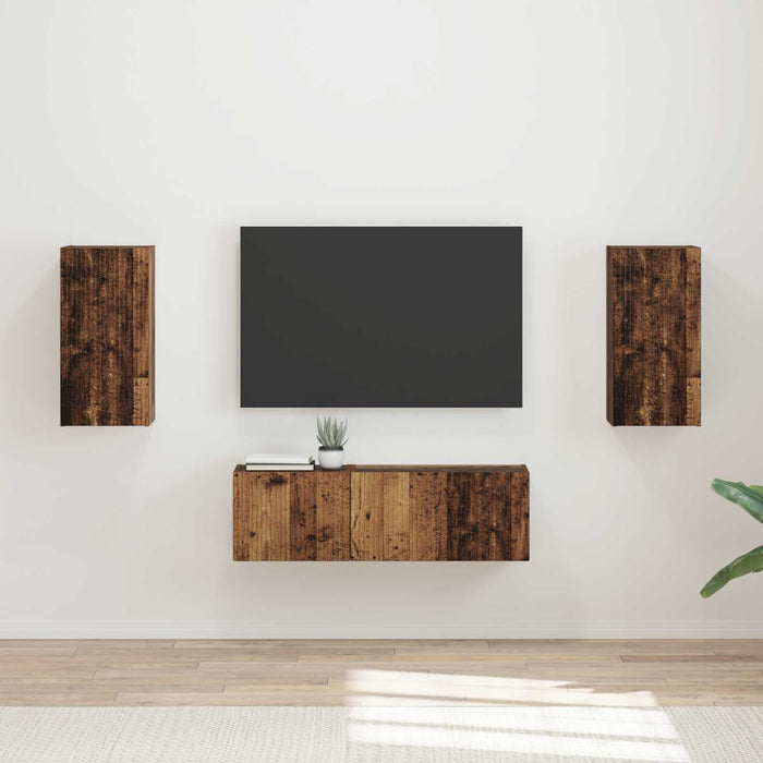 Set Dulap pentru Televizor Montat pe Perete 4 pcs Lemn vechi - WALTI WALTI