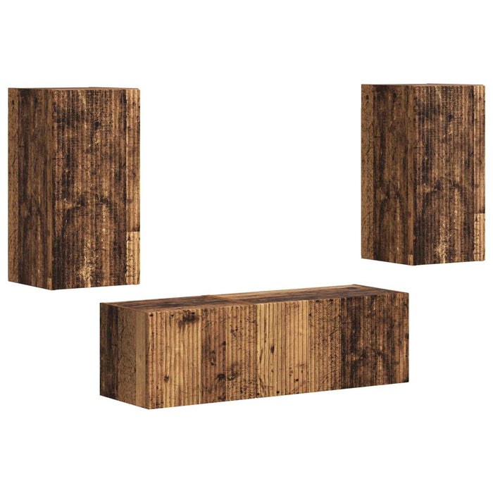 Set Dulap pentru Televizor Montat pe Perete 4 pcs Lemn vechi - WALTI WALTI