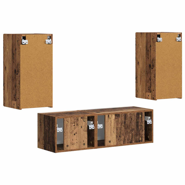 Set Dulap pentru Televizor Montat pe Perete 4 pcs Lemn vechi - WALTI WALTI