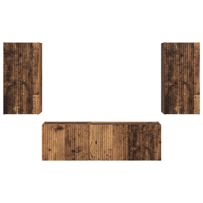 Set Dulap pentru Televizor Montat pe Perete 4 pcs Lemn vechi - WALTI WALTI
