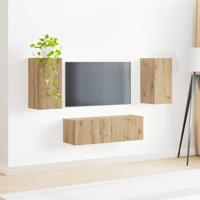 Set Dulap pentru Televizor Montat pe Perete 4 pcs Lemn compozit WALTI