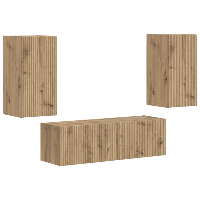 Set Dulap pentru Televizor Montat pe Perete 4 pcs Lemn compozit WALTI