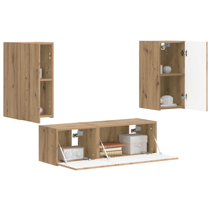 Set Dulap pentru Televizor Montat pe Perete 4 pcs Lemn compozit WALTI