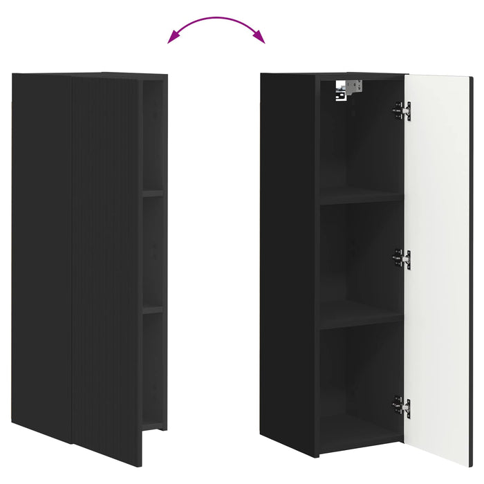 Set Dulap pentru Televizor Montat pe Perete 4 buc. Negru WALTI