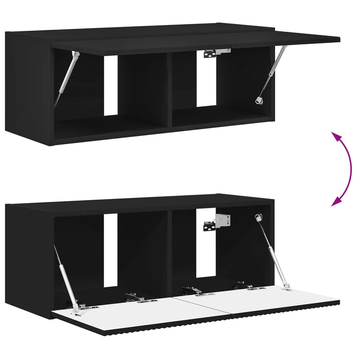 Set Dulap pentru Televizor Montat pe Perete 4 pcs Negru - WALTI WALTI