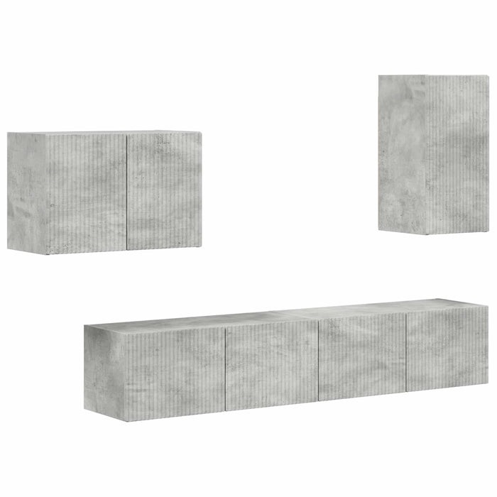 Set Dulap pentru Televizor Montat pe Perete 4 pcs Gri din beton - WALTI WALTI
