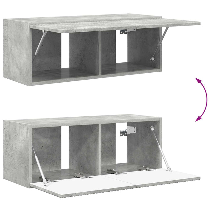 Set Dulap pentru Televizor Montat pe Perete 4 pcs Gri din beton - WALTI WALTI