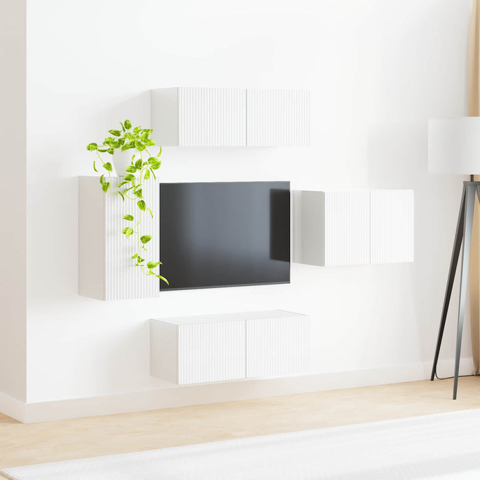 Set Dulap pentru Televizor Montat pe Perete 4 pcs Alb lucios - WALTI WALTI