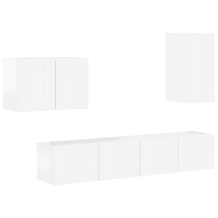 Set Dulap pentru Televizor Montat pe Perete 4 pcs Alb lucios - WALTI WALTI