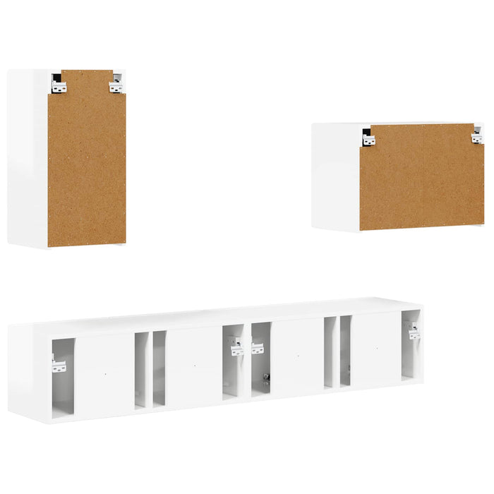 Set Dulap pentru Televizor Montat pe Perete 4 pcs Alb lucios - WALTI WALTI