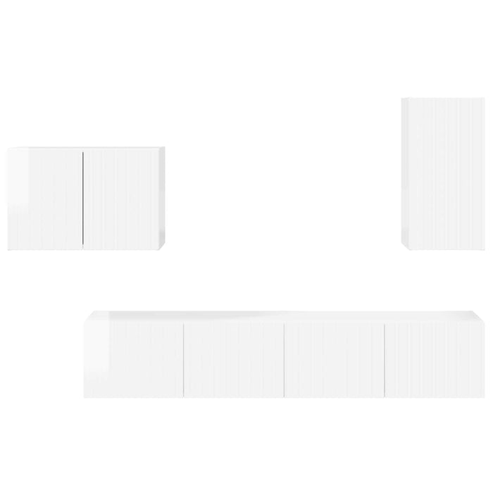 Set Dulap pentru Televizor Montat pe Perete 4 pcs Alb lucios - WALTI WALTI