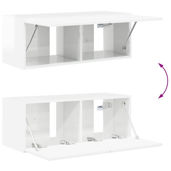 Set Dulap pentru Televizor Montat pe Perete 4 pcs Alb lucios - WALTI WALTI