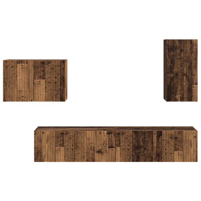 Set Dulap pentru Televizor Montat pe Perete 4 pcs Lemn vechi - WALTI WALTI