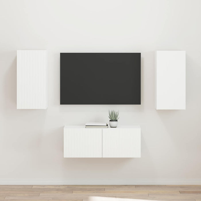 Set comodă TV Pe perete 2 pcs Alb Lemn compozit - WALTI WALTI