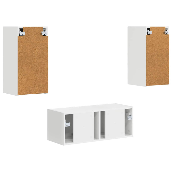 Set comodă TV Pe perete 2 pcs Alb Lemn compozit - WALTI WALTI