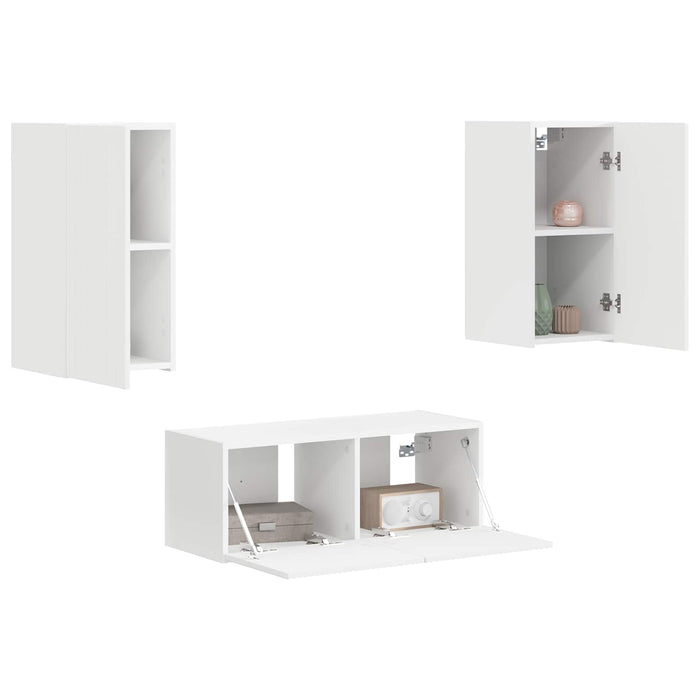 Set comodă TV Pe perete 2 pcs Alb Lemn compozit - WALTI WALTI