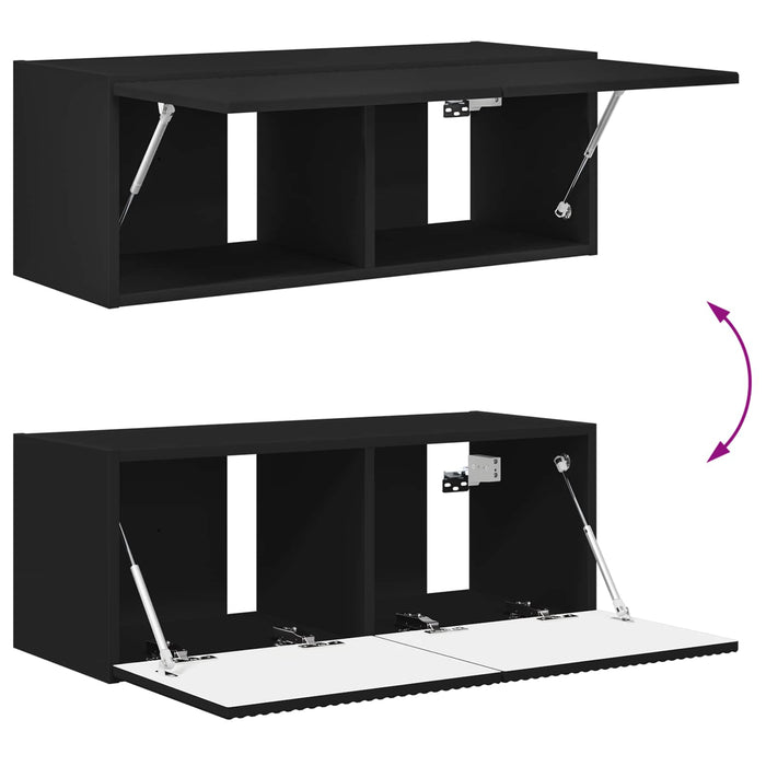 Set comodă TV Pe perete 2 pcs Negru Lemn compozit - WALTI WALTI
