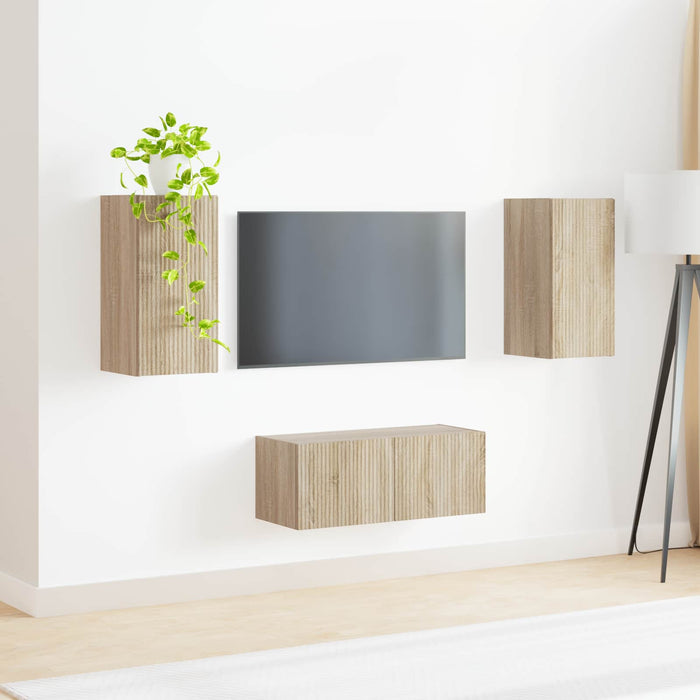 Set comodă TV Pe perete 2 pcs Stejar Sonoma Lemn compozit - WALTI WALTI