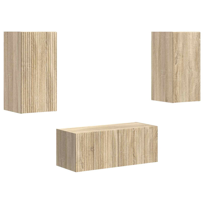 Set comodă TV Pe perete 2 pcs Stejar Sonoma Lemn compozit - WALTI WALTI