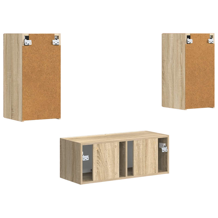 Set comodă TV Pe perete 2 pcs Stejar Sonoma Lemn compozit - WALTI WALTI