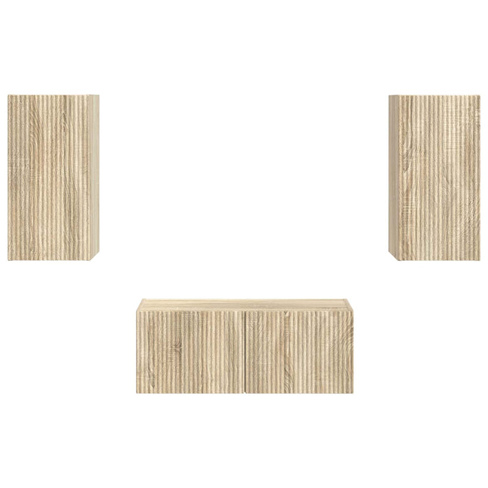 Set comodă TV Pe perete 2 pcs Stejar Sonoma Lemn compozit - WALTI WALTI