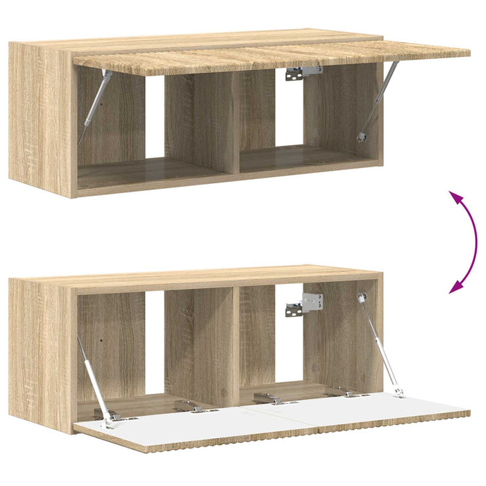 Set comodă TV Pe perete 2 pcs Stejar Sonoma Lemn compozit - WALTI WALTI