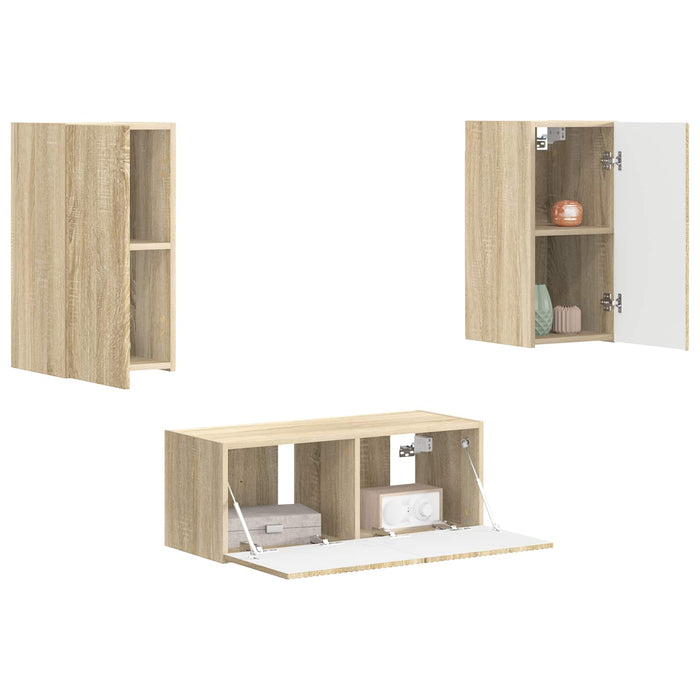 Set comodă TV Pe perete 2 pcs Stejar Sonoma Lemn compozit - WALTI WALTI