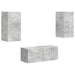 Set comodă TV Pe perete 2 pcs Gri din beton Lemn compozit - WALTI WALTI