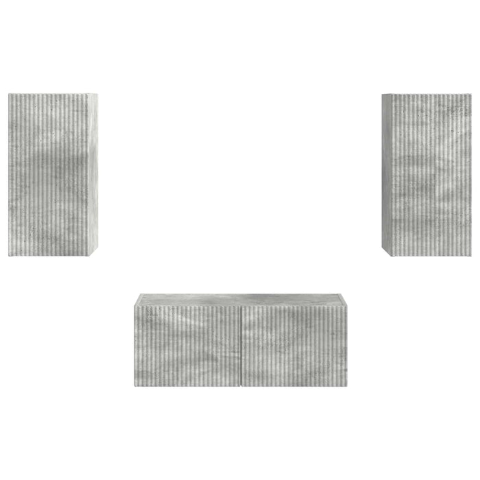 Set comodă TV Pe perete 2 pcs Gri din beton Lemn compozit - WALTI WALTI