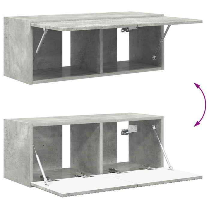 Set comodă TV Pe perete 2 pcs Gri din beton Lemn compozit - WALTI WALTI