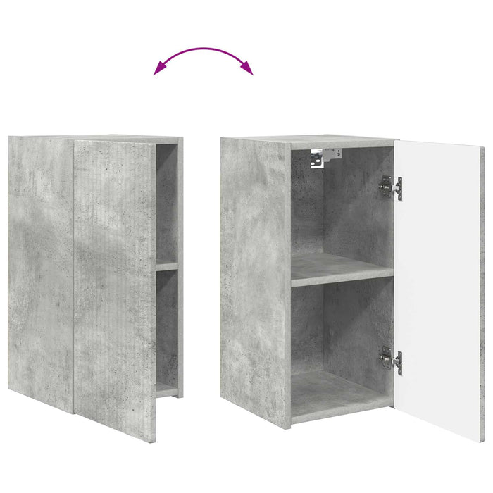 Set comodă TV Pe perete 2 pcs Gri din beton Lemn compozit - WALTI WALTI