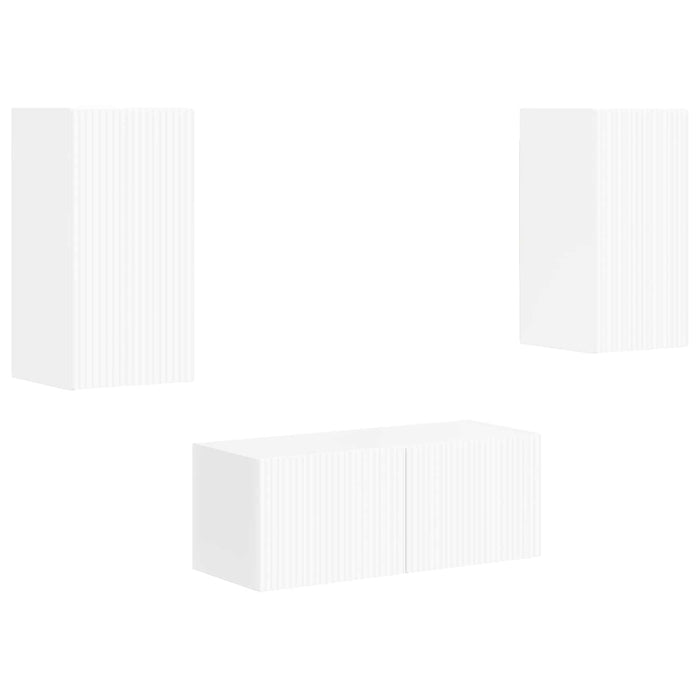 Set comodă TV Pe perete 2 pcs Alb lucios Lemn compozit - WALTI WALTI