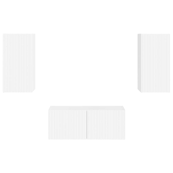 Set comodă TV Pe perete 2 pcs Alb lucios Lemn compozit - WALTI WALTI