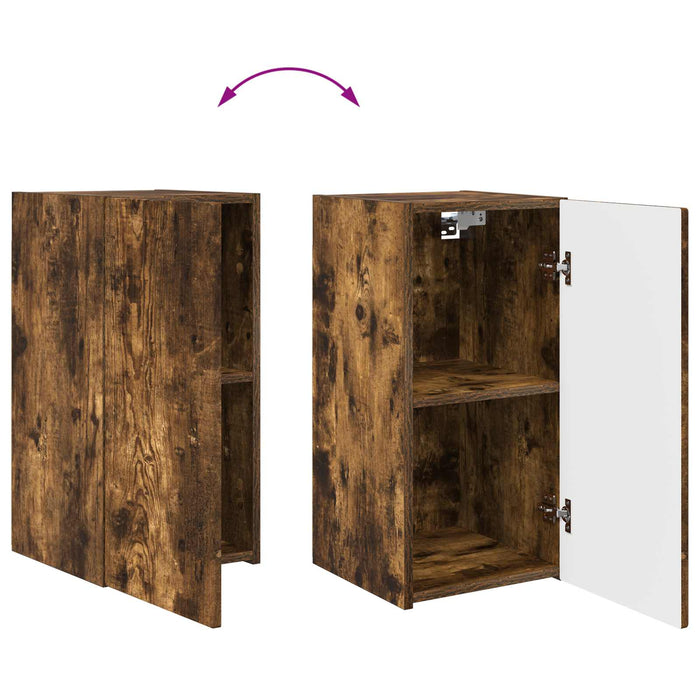 Set comodă TV Pe perete 2 pcs Stejar fumuriu Lemn compozit - WALTI WALTI