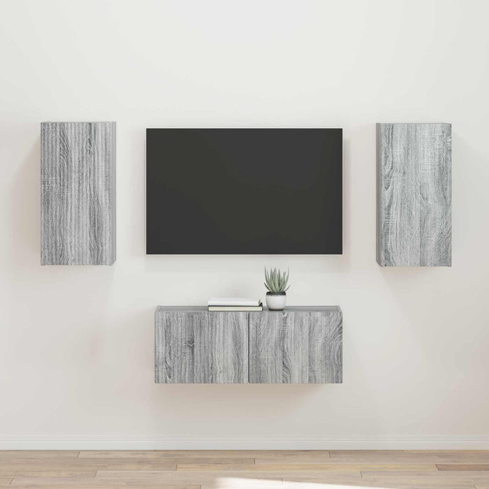 Set comodă TV Pe perete 2 pcs Gri Sonoma Lemn compozit - WALTI WALTI