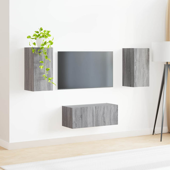 Set comodă TV Pe perete 2 pcs Gri Sonoma Lemn compozit - WALTI WALTI