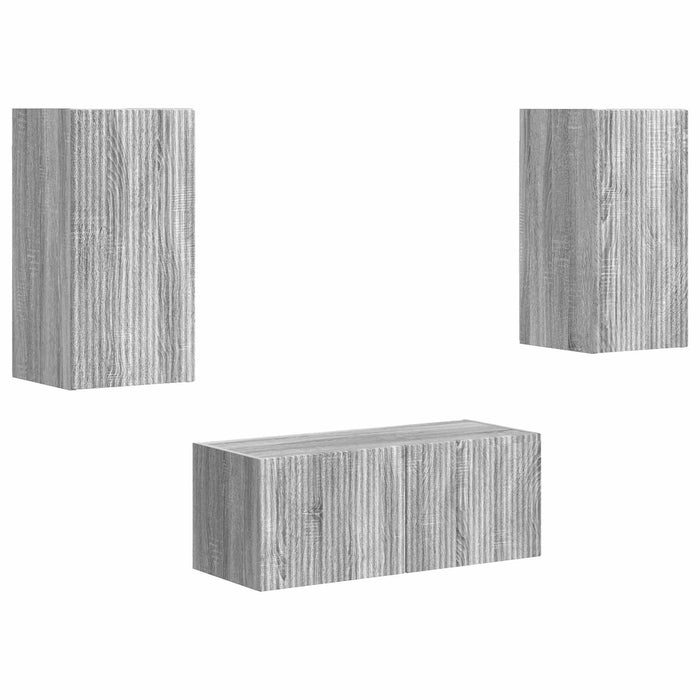 Set comodă TV Pe perete 2 pcs Gri Sonoma Lemn compozit - WALTI WALTI