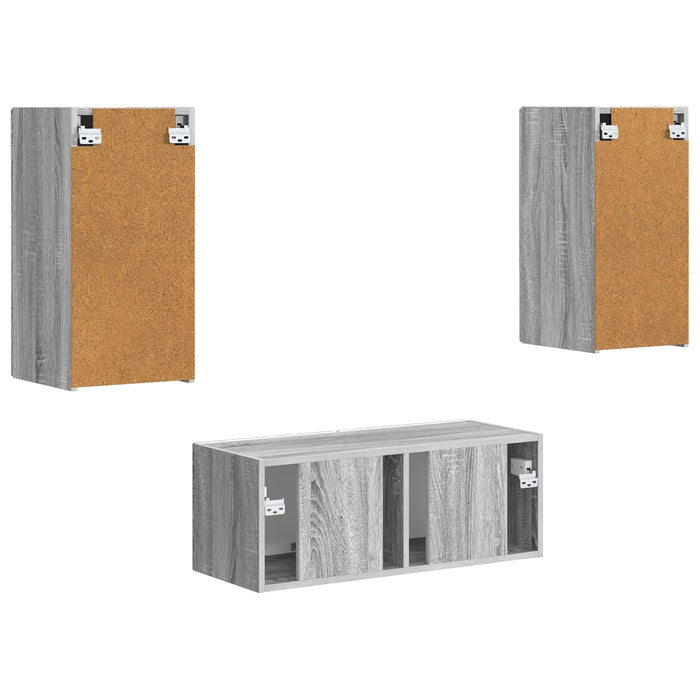 Set comodă TV Pe perete 2 pcs Gri Sonoma Lemn compozit - WALTI WALTI