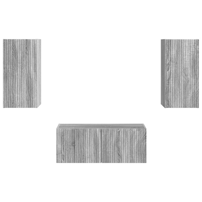 Set comodă TV Pe perete 2 pcs Gri Sonoma Lemn compozit - WALTI WALTI