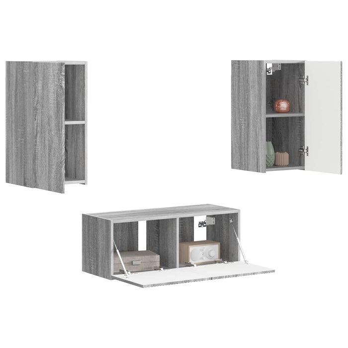 Set comodă TV Pe perete 2 pcs Gri Sonoma Lemn compozit - WALTI WALTI