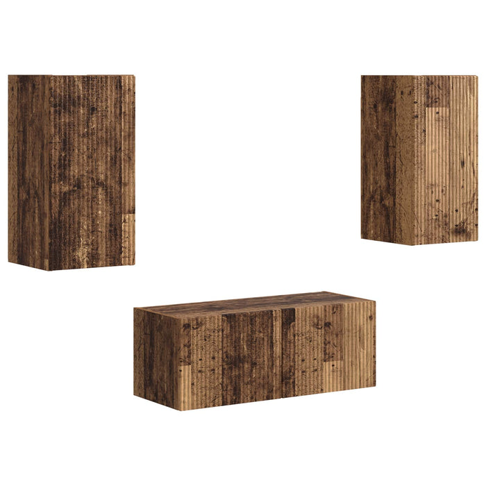 Set comodă TV Pe perete 2 pcs Lemn vechi Lemn compozit - WALTI WALTI