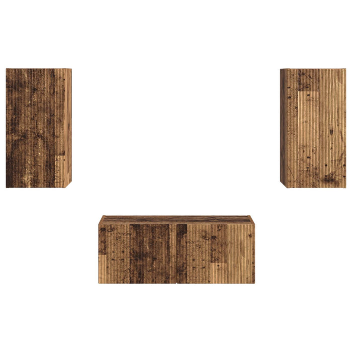 Set comodă TV Pe perete 2 pcs Lemn vechi Lemn compozit - WALTI WALTI