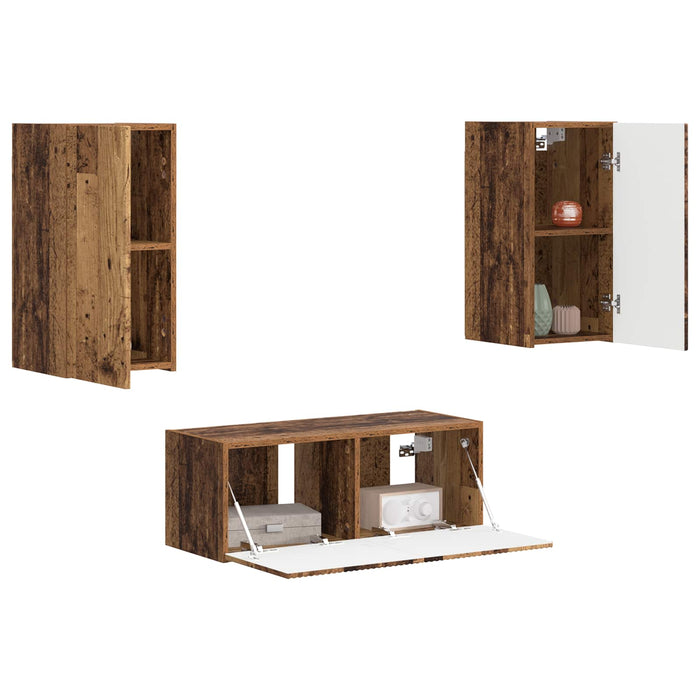 Set comodă TV Pe perete 2 pcs Lemn vechi Lemn compozit - WALTI WALTI