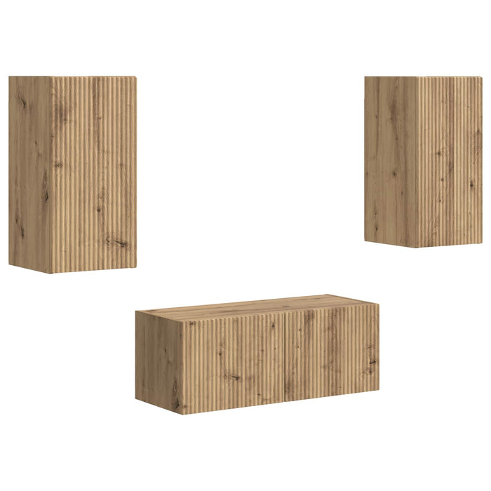 Set comodă TV 2 pcs Stejar Artizanal Lemn compozit WALTI