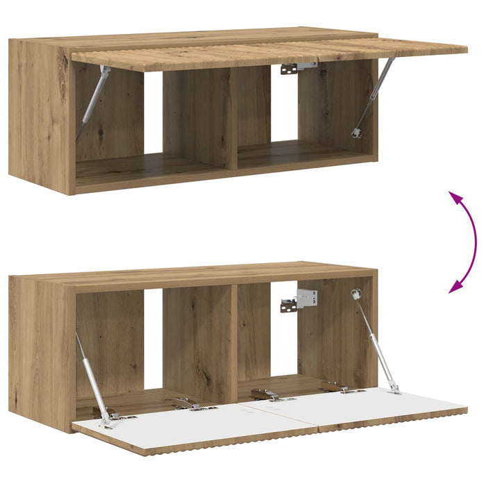 Set comodă TV 2 pcs Stejar Artizanal Lemn compozit WALTI